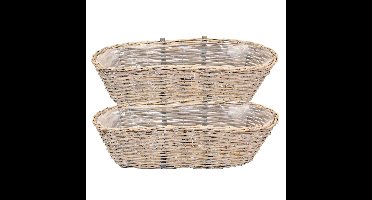 Van der Leeden Balkonmand - 2x - ovaal - rotan - 56 x 22 x 17 cm