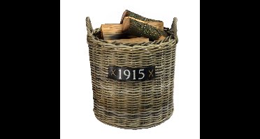 Van der Leeden Haardmand - bruin - rond - D50 x H50 cm - rotan
