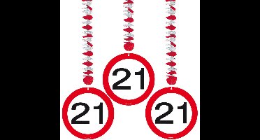 Verjaardag versiering rotorspiralen - 21 jaar - 6x - plafond