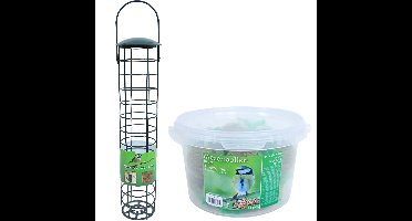 Vogel voedersilo metaal groen 35 cm inclusief 14 vetbollen