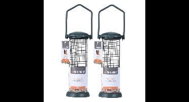 Vogelvoedersilo - 2x - zwart - 9 x 23 cm - vogel voederplek