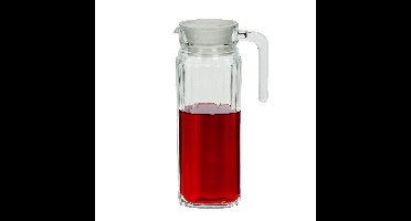 Waterkan - met deksel - 1,1L - glas - schenkkan - waterkaraf