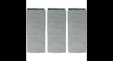 Waterverdamper radiator - 3x - grijs - met relief - kunststeen - 18 cm - luchtbevochtiger