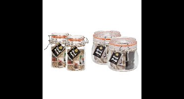 Weckpotten/inmaakpotten - set 4x - 250/500 ml - glas - met beugelsluiting - 2 formaten