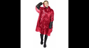 Wegwerp regenponcho - rood - volwassenen - noodponcho met capuchon