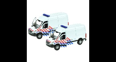 Welly Speelgoed Mercedes Sprinter Politie auto - 2x - die cast - 11 cm