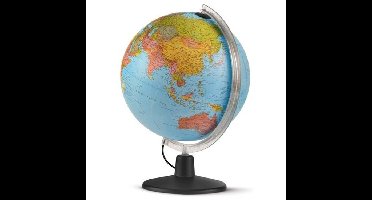 Wereldbol Globe met verlichting - blauw - 30 cm - Topografie