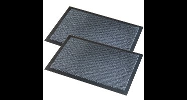 Wicotex Deurmat Faro - 2x - schoonloopmat - zwart/grijs - 40 x 60 cm
