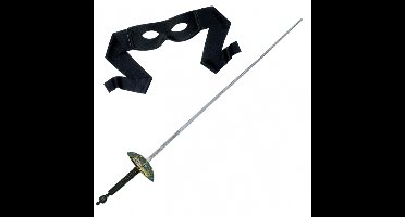 Widmann Zorro verkleed set - zwart - masker met Sabel van 60 cm