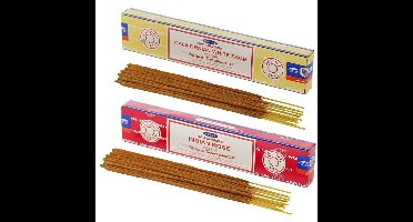 Wierook cadeauset - 2xgeurstokjes - Witte Salie en Rozen