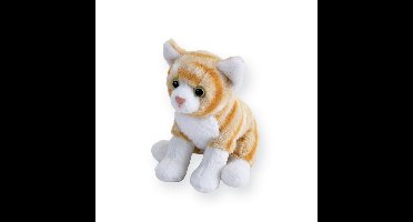 Wild Republic Pluche knuffel - kat/poes - oranje/wit - 13 cm - pluche