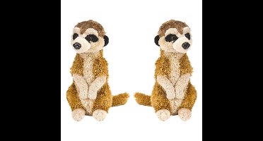 Wild Republic pluche knuffel stokstaartje - Set van 2x stuks - 20 cm