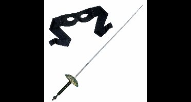 Zorro verkleed set zwart masker met Sabel 60 cm
