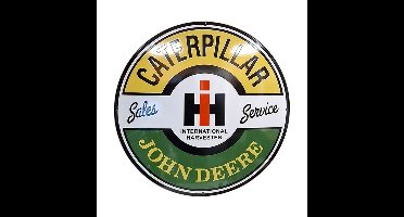Caterpillar John Deere Emaille Bord - Ø50cm