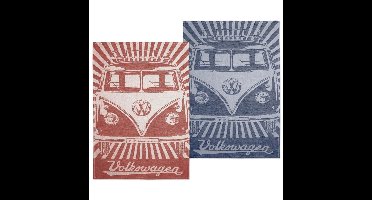 Volkswagen T1 Bus Theedoeken - Set Van 2 - Blauw & Rood