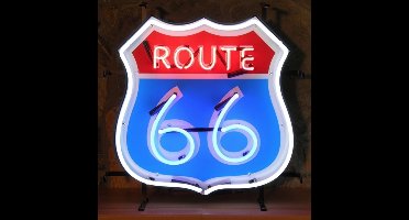Route 66 Neon Met Achterplaat 48 X 50 cm