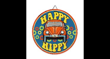 Volkswagen Beetle Happy Hippy Metalen Bord - Ø31cm