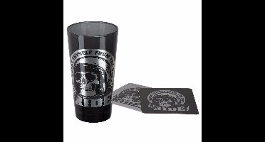 Harley-Davidson Skull Rider Hoog Glas met Bijbehorende Onderzetters - LAATSTE KANS | 17% korting
