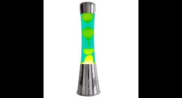 Fisura Lava Lamp - Chroom Met Geel Lava In Groene Vloeistof