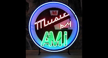 Music By AMI Jukebox Logo Neon Verlichting 65 cm - Blauw, Rose, Groen