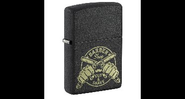 Zippo Aansteker Barber Shop Cut & Shave - Crackle Zwart