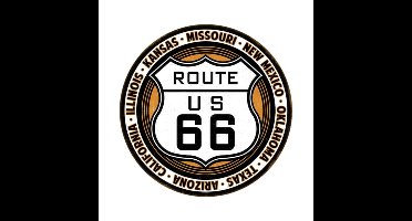 Route 66 Relief Metalen Bord - Ø30cm