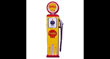 Shell 8 Ball Benzinepomp Met Voet Rood & Geel Reproductie
