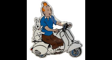Kuifje met Bobbie Op Een Vespa Scooter Diecut Emaille Bord 44 x 45 cm