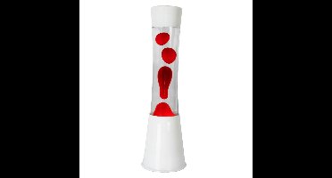 Fisura Lava Lamp Tower - Witte Basis Met Transparante Vloeistof En Rode Lava