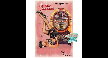 Wurlitzer 750 Jukebox Pin-Up Scarlette Saintclair Zwaar Metalen Bord 92 x 61 cm