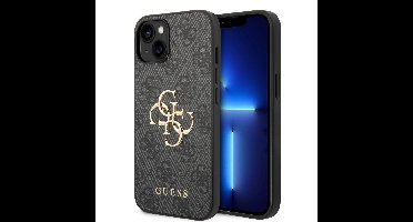 Guess Metal Logo iPhone 15 hoesje - Grijs