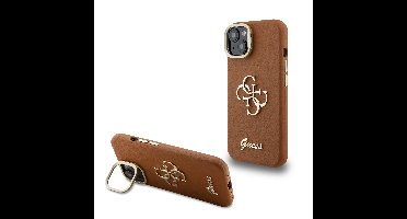 Guess 4G Logo met Camerastand functie iPhone 15 hoesje - Bruin