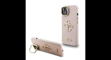 Guess 4G Logo met Camerastand functie iPhone 15 hoesje - Roze