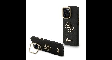 Guess 4G Logo met Camerastand functie iPhone 16 Pro Max hoesje - Zwart