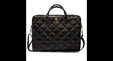 Guess PU Quilted 4G Metal Logo Laptoptas - 15 en 16 inch - Zwart