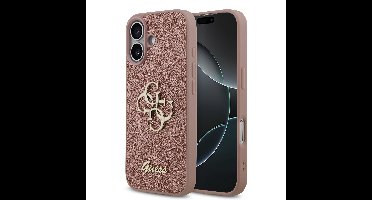 Guess PU Glitter 4G Metal Logo iPhone 17 Hoesje - Roze