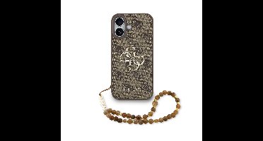 Guess 4G Metal Logo iPhone 17 hoesje - Met Polskoord - Bruin