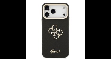 Guess 4G Logo met Camerastand functie iPhone 17 Pro Max hoesje - Zwart