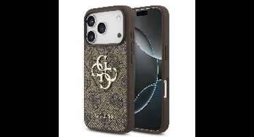 Guess PU 4G Metal Logo Hoesje iPhone 17 Pro - Bruin