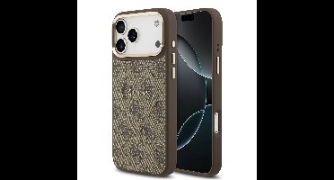 Guess PU Leather 4G Gold Frame MagSafe Hoesje iPhone 17 Pro Max - Bruin