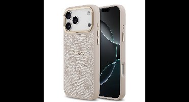 Guess PU Leather 4G Gold Frame MagSafe Hoesje iPhone 17 Pro Max - Roze