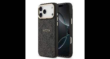 Guess PU Leather 4G Gold Frame MagSafe Hoesje iPhone 17 Pro Max - Zwart