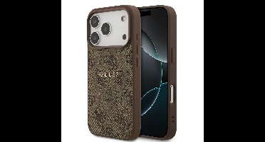 Guess PU Leather 4G MagSafe Hoesje iPhone 17 Pro - Bruin