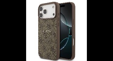 Guess PU Leather 4G MagSafe Hoesje iPhone 17 Pro Max - Bruin