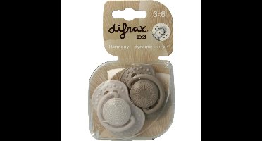 Difrax Fopspeen 3-6 maanden harmony light grey/dark grey