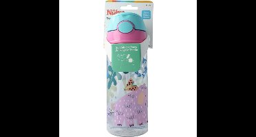 Nuby Beker zacht rietje drukknop roze 540ml 4+ jaar