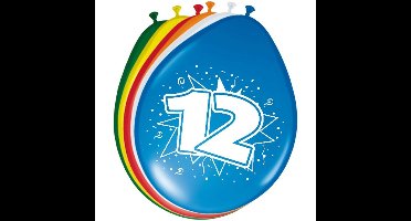 12 jaar verjaardag ballonnen - 8x stuks - versiering - mix kleuren