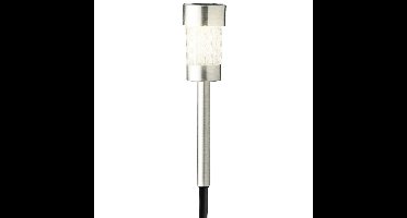1x Buiten/tuin LED zilveren stekers solar verlichting 26 cm