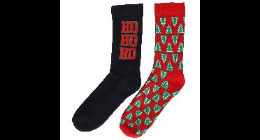 2-Pack foute kerstsokken voor heren donkerblauw en rood