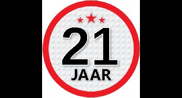 21 jaar leeftijd sticker - rond - Dia 15 cm - 21 jaar verjaardag - jubileum - leeftijd versiering